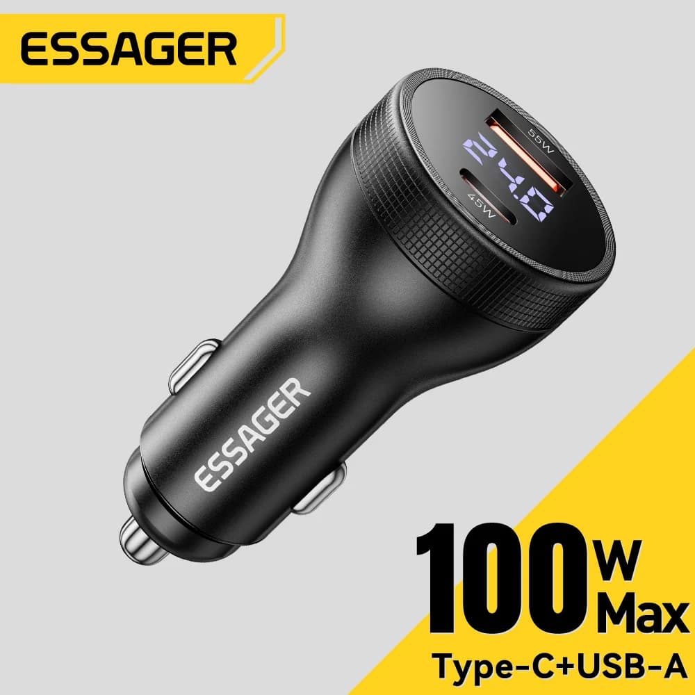Автомобильное зарядное устройство USB-C 100W с дисплеем