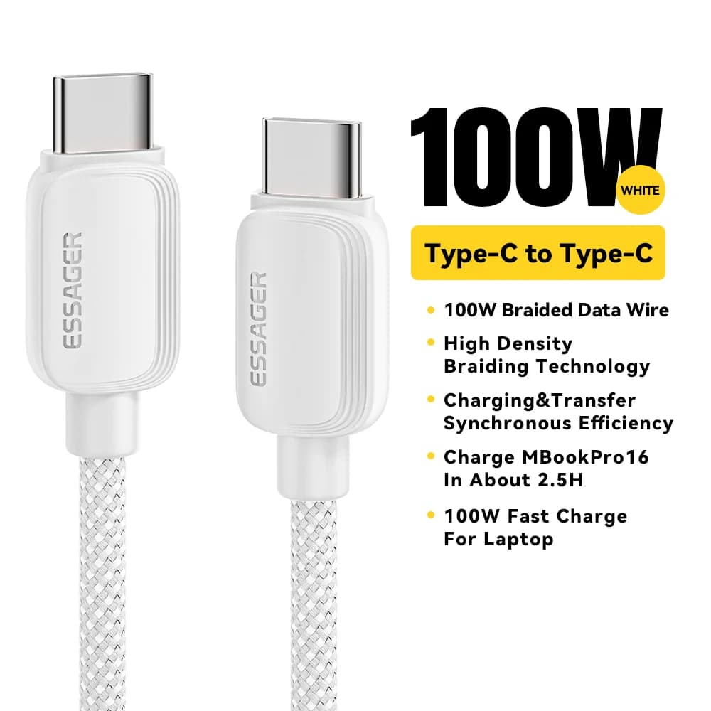 Кабель USB-C to USB-C 100W, быстрая зарядка PD 5A