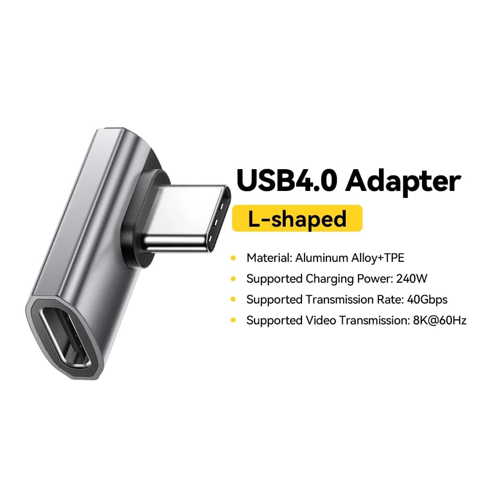 Адаптер данных OTG USB4.0 240 Вт под углом 90 градусов, поддержка 8K