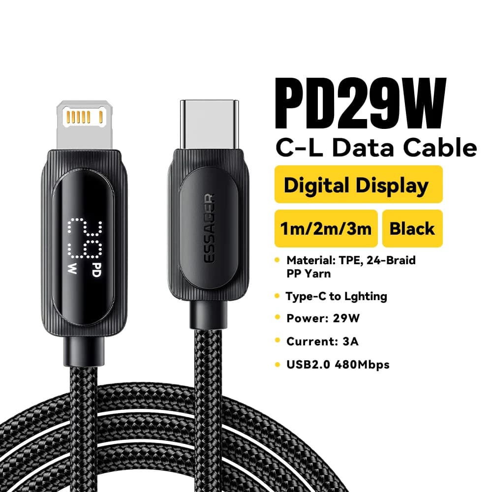 Кабель USB-C – Lightning 29 Вт с цифровым дисплеем