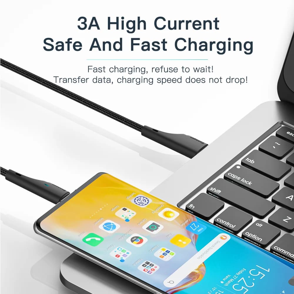Кабель быстрой зарядки USB-A на USB-C, 3A
