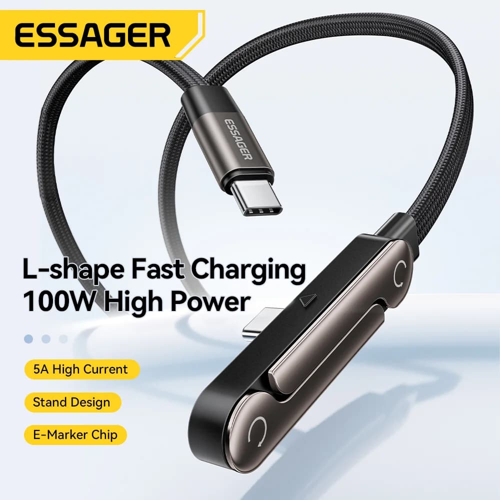 Складной кабель USB Type-C 100 Вт с подставкой для телефона