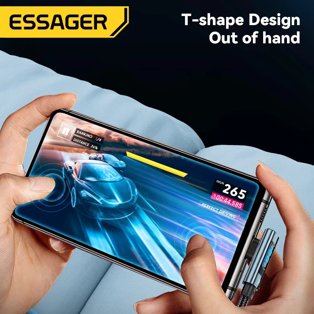 Гибкий кабель USB-C 7A 100 Вт с цифровым дисплеем