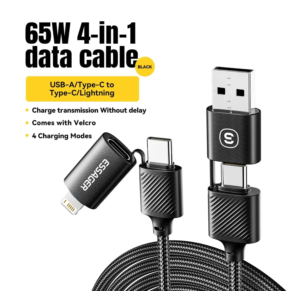 Кабель 4-в-1 USB-C, быстрая зарядка PD 65 Вт