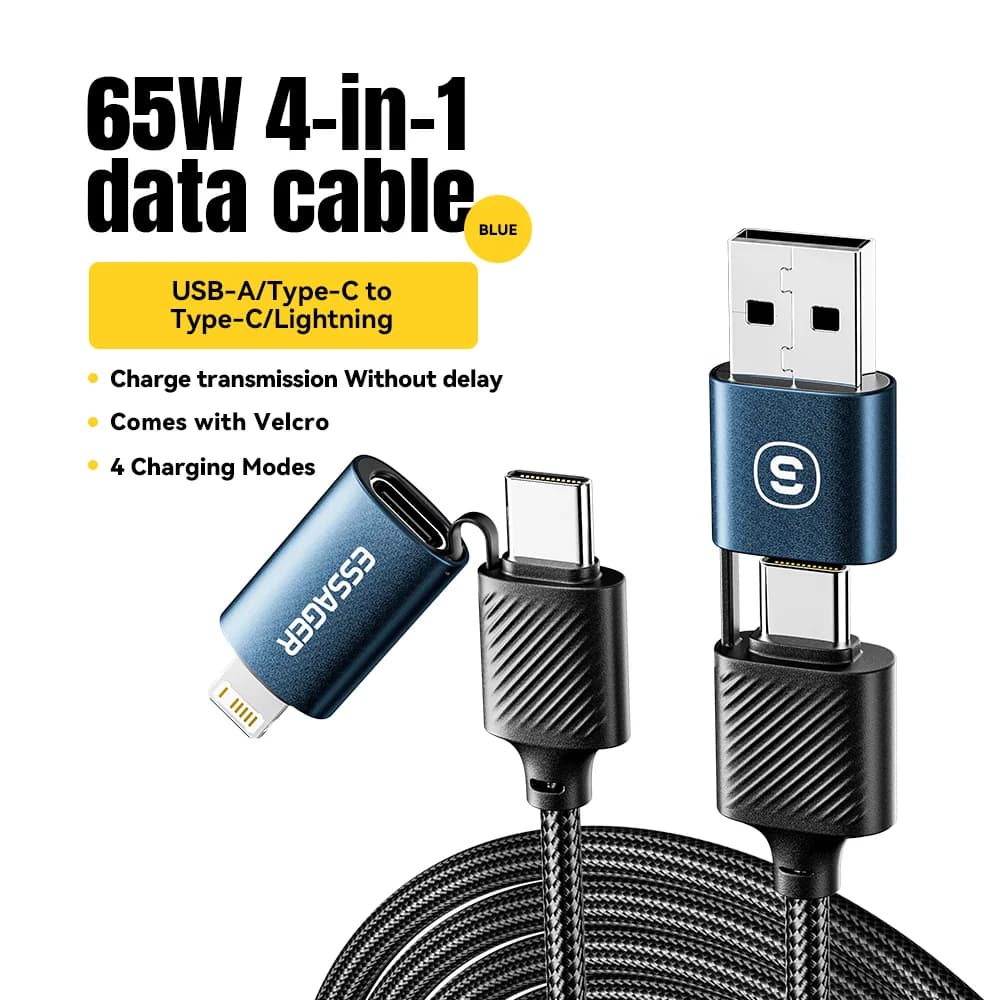 Кабель 4-в-1 USB-C, быстрая зарядка PD 65 Вт