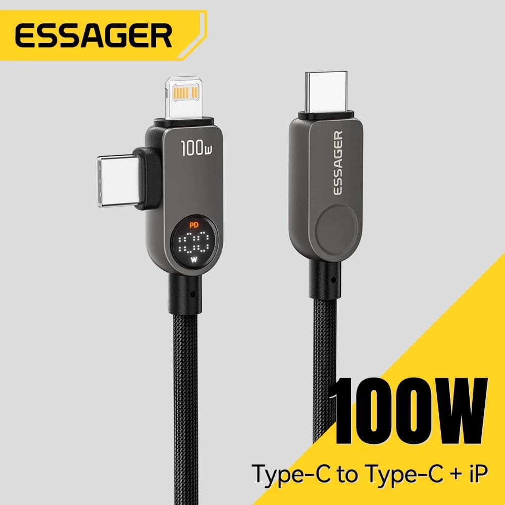 Кабель 2-в-1 USB-C на Lightning, 100W PD