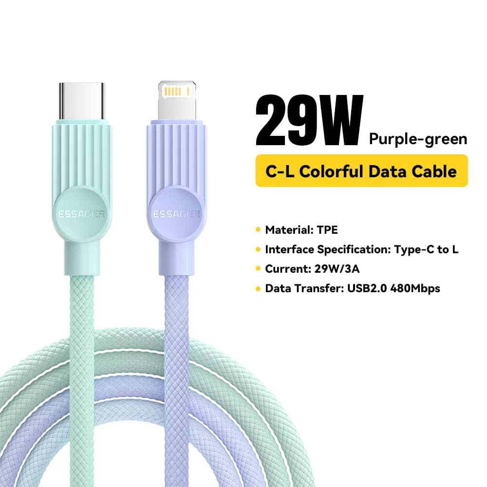 Разноцветный кабель USB-C Lightning для быстрой зарядки