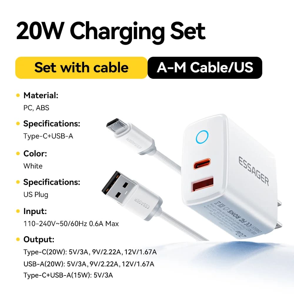 Набор быстрой зарядки USB-C PD 20 Вт