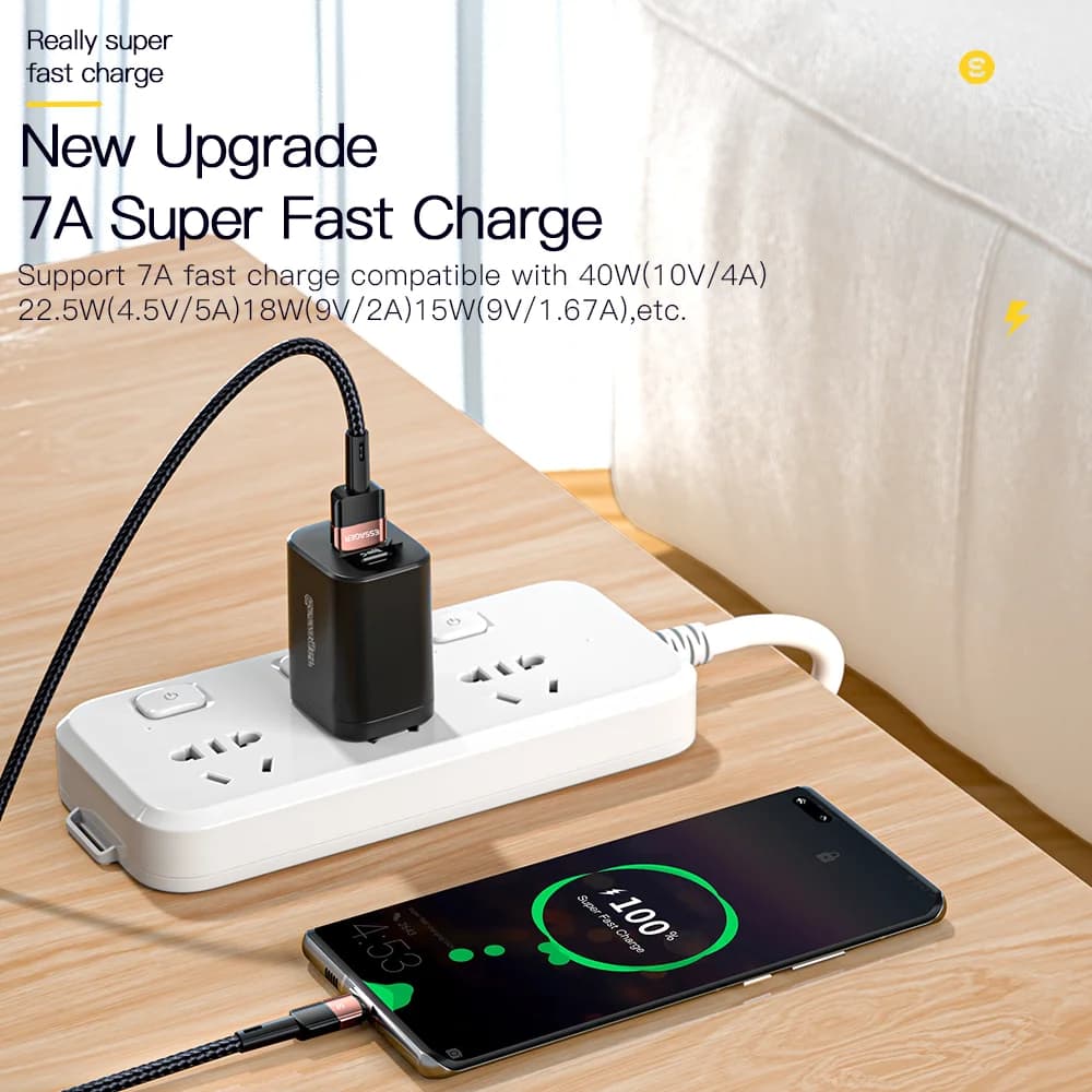 Кабель быстрой зарядки USB-C 100W, 7A