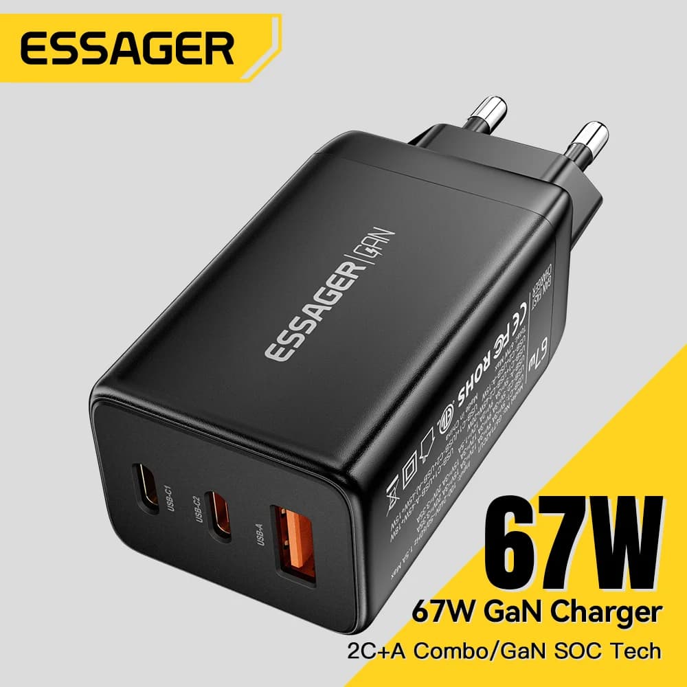 Быстрое сетевое зарядное устройство GaN 67W USB Type-C с поддержкой PPS