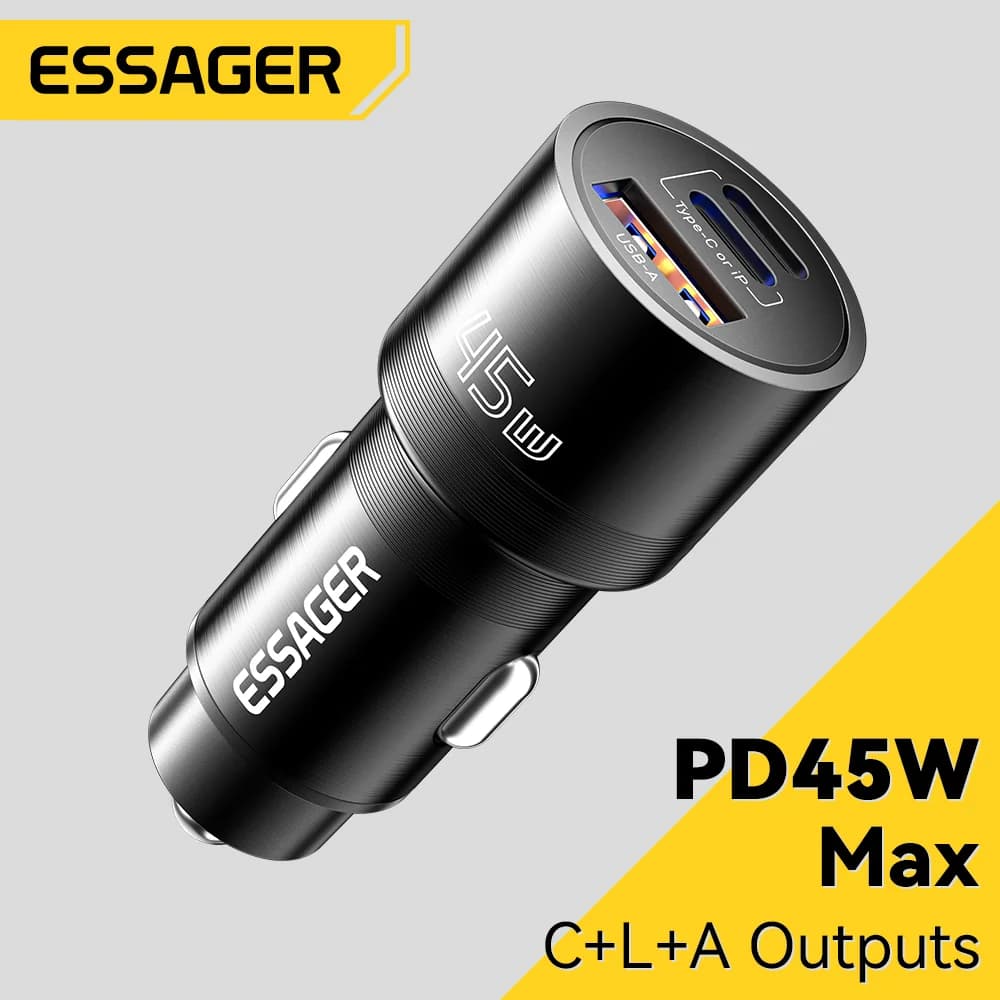 Автомобильное зарядное устройство USB-C 45W с PD и QC 3.0
