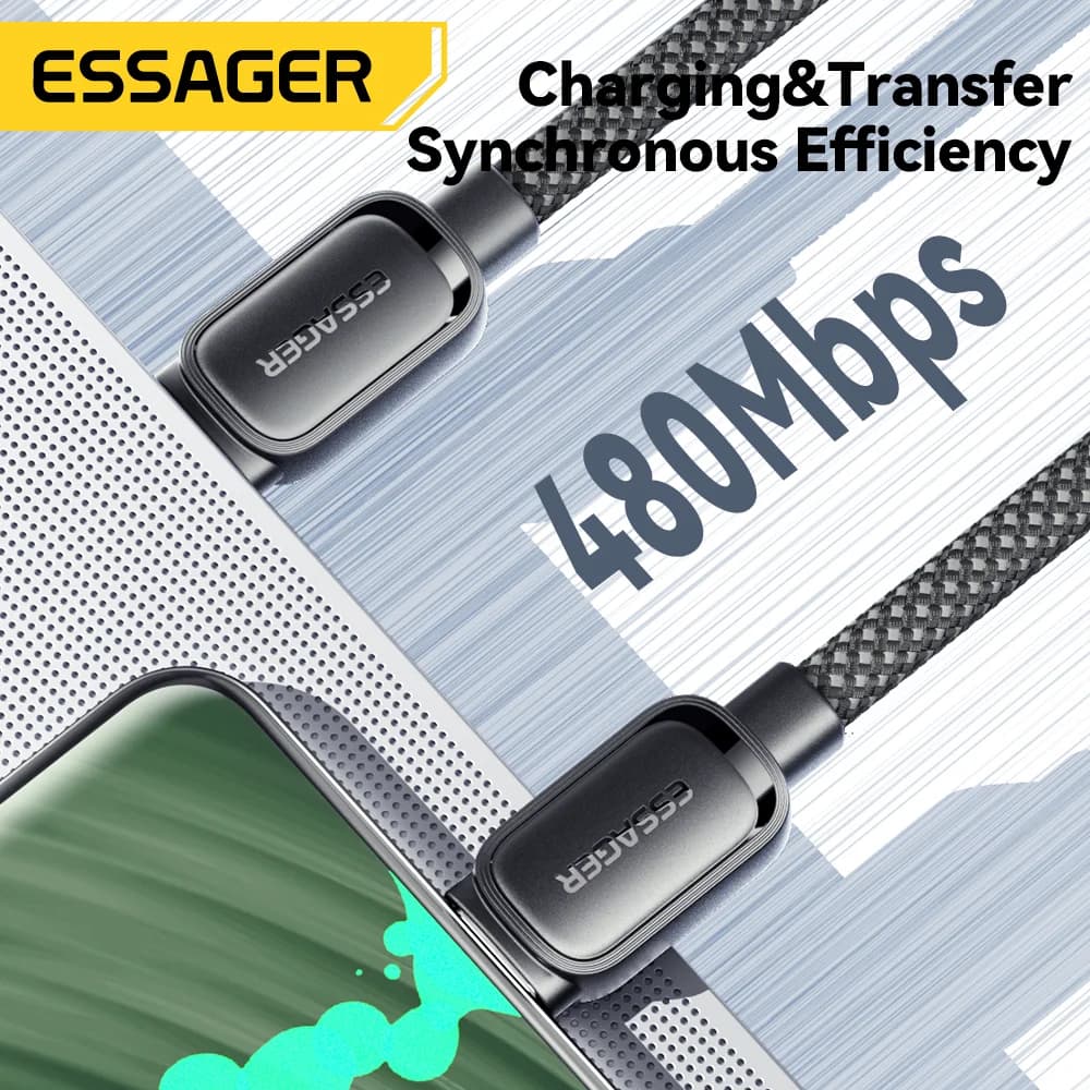 Магнитный втягивающийся кабель USB-C на USB-C, 100 Вт