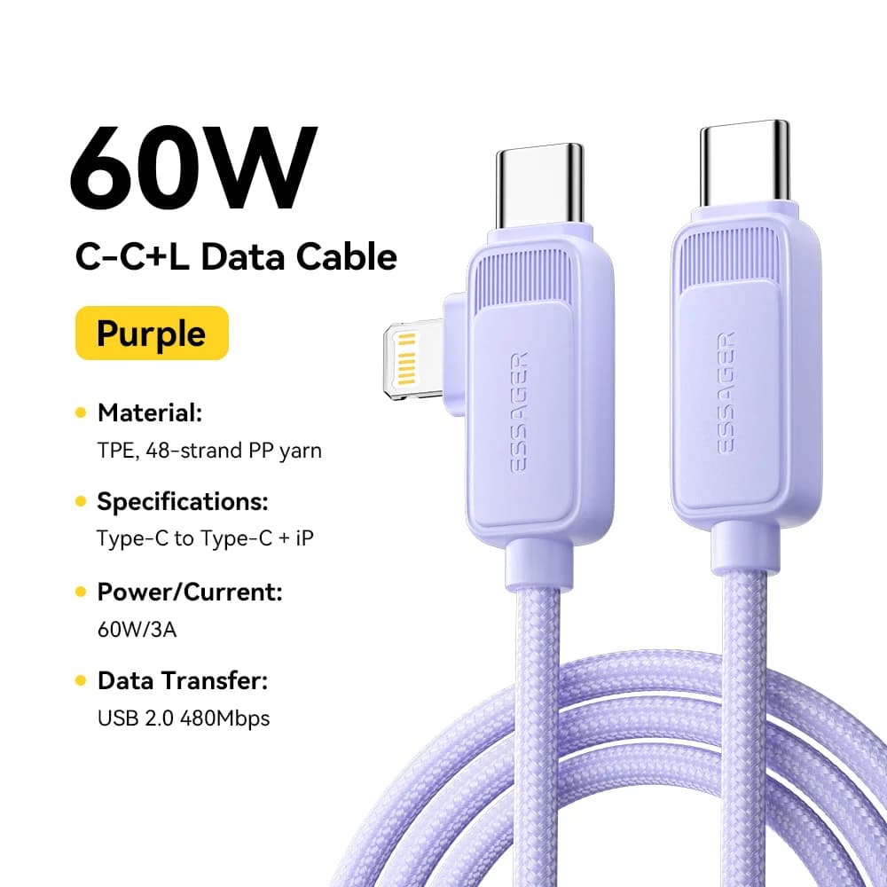 2-in-1 60W USB-C to Lightning Fast Charging Cable