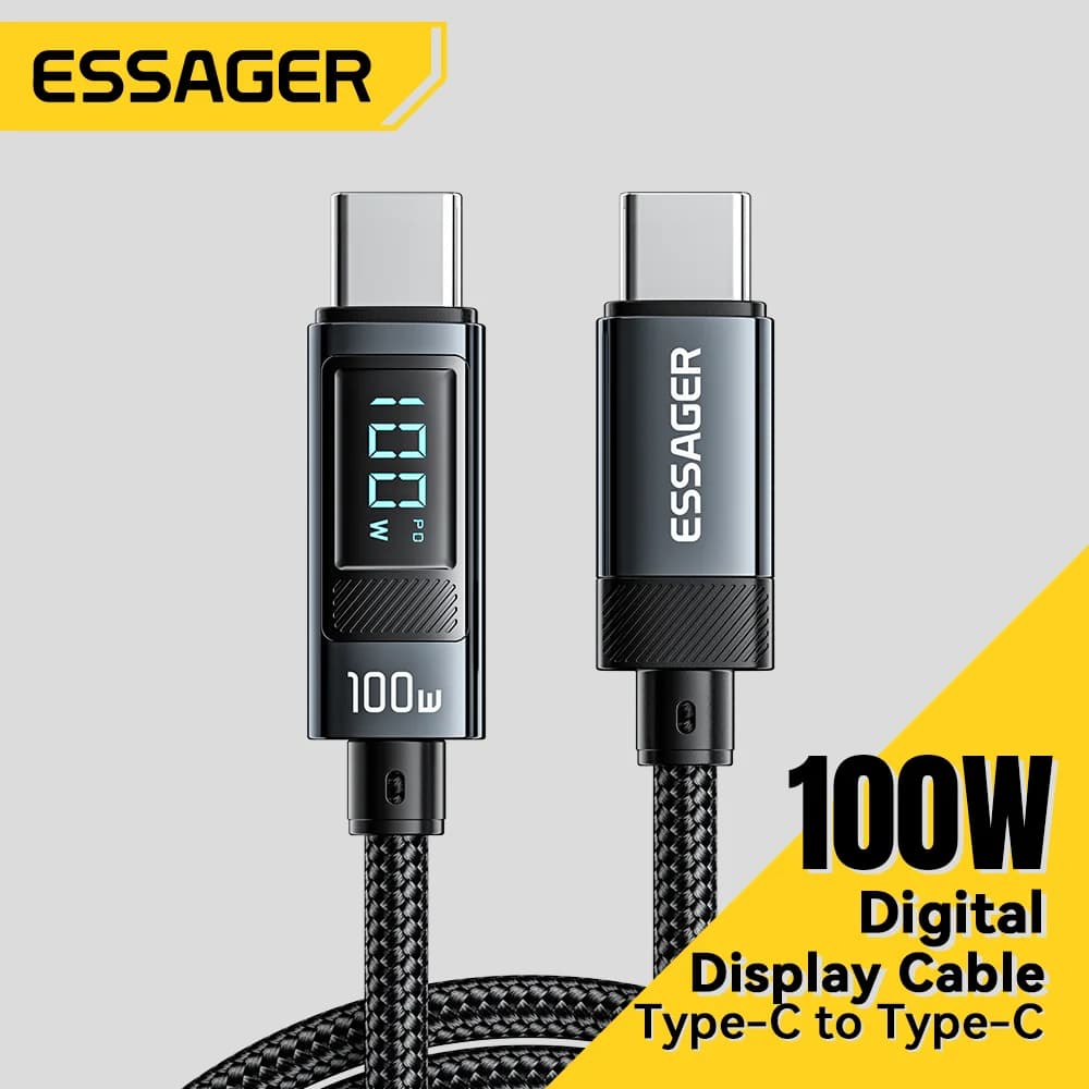 Кабель USB Type-C 100W с углом 90° и LED-дисплеем