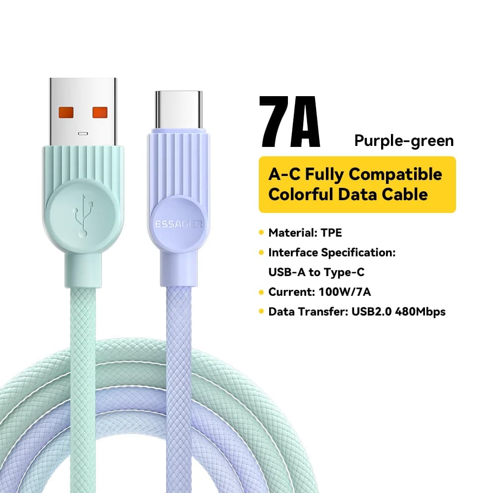 Цветной USB-C to USB-C кабель быстрой зарядки 60 Вт