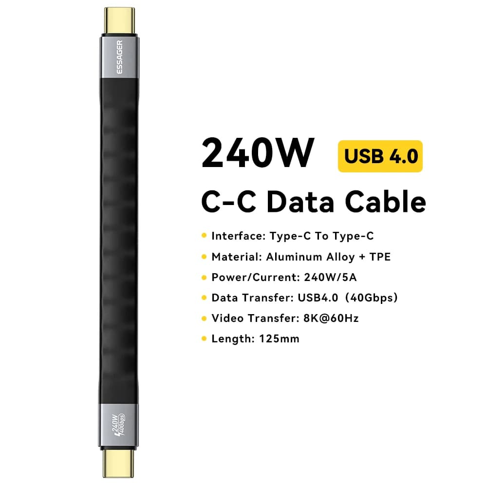 Кабель USB 4.0 Type-C с передачей данных 40 Гбит/с и поддержкой видео 8K