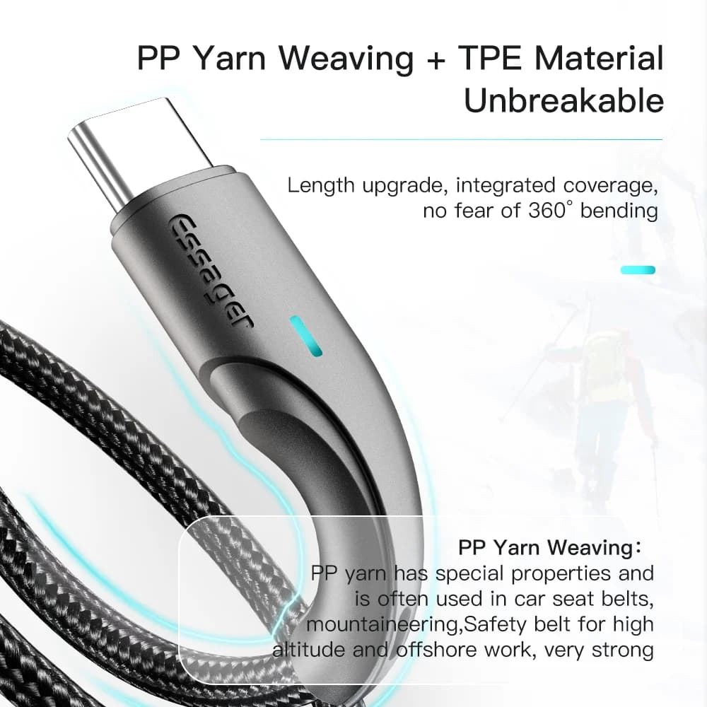 Кабель быстрой зарядки USB-A на USB-C, 3A
