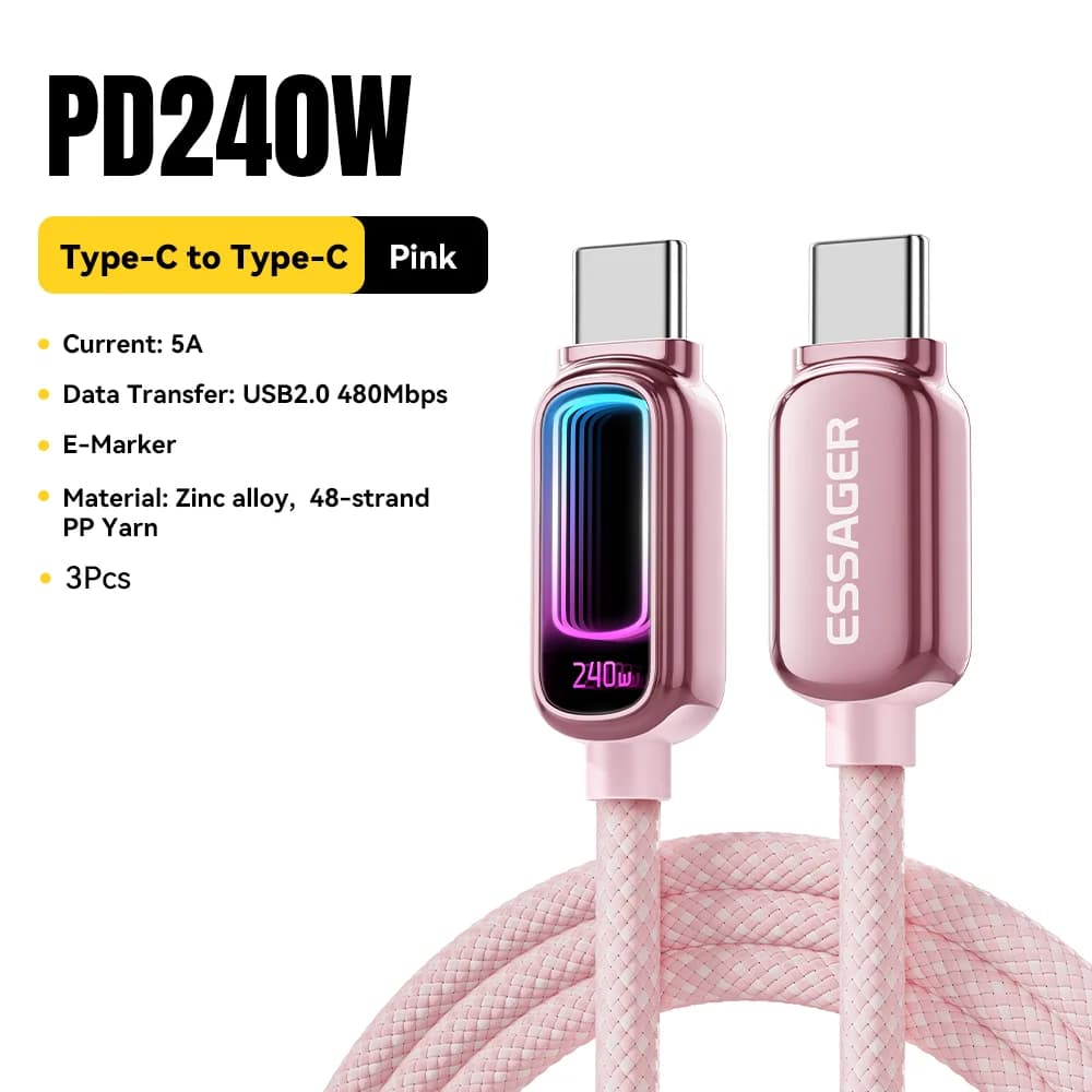 Кабель USB-C to USB-C PD 3.1 мощностью 240W с чипом E-Marker