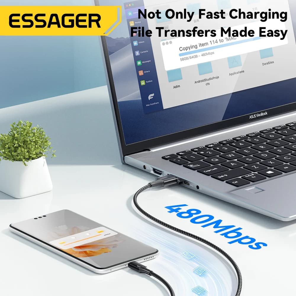 Кабель для зарядки 3-в-1 USB-C на Lightning, 100 Вт