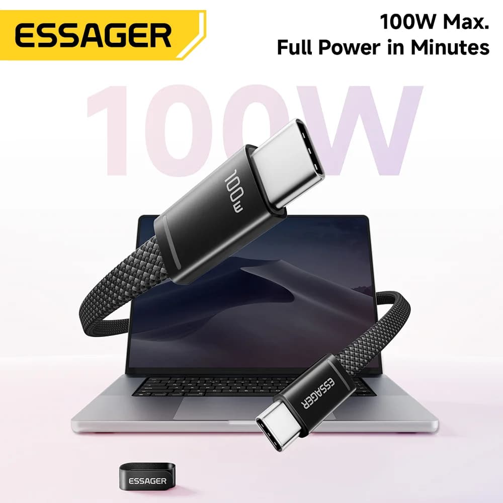Тонкий кабель USB-C на USB-C PD для быстрой зарядки 100W