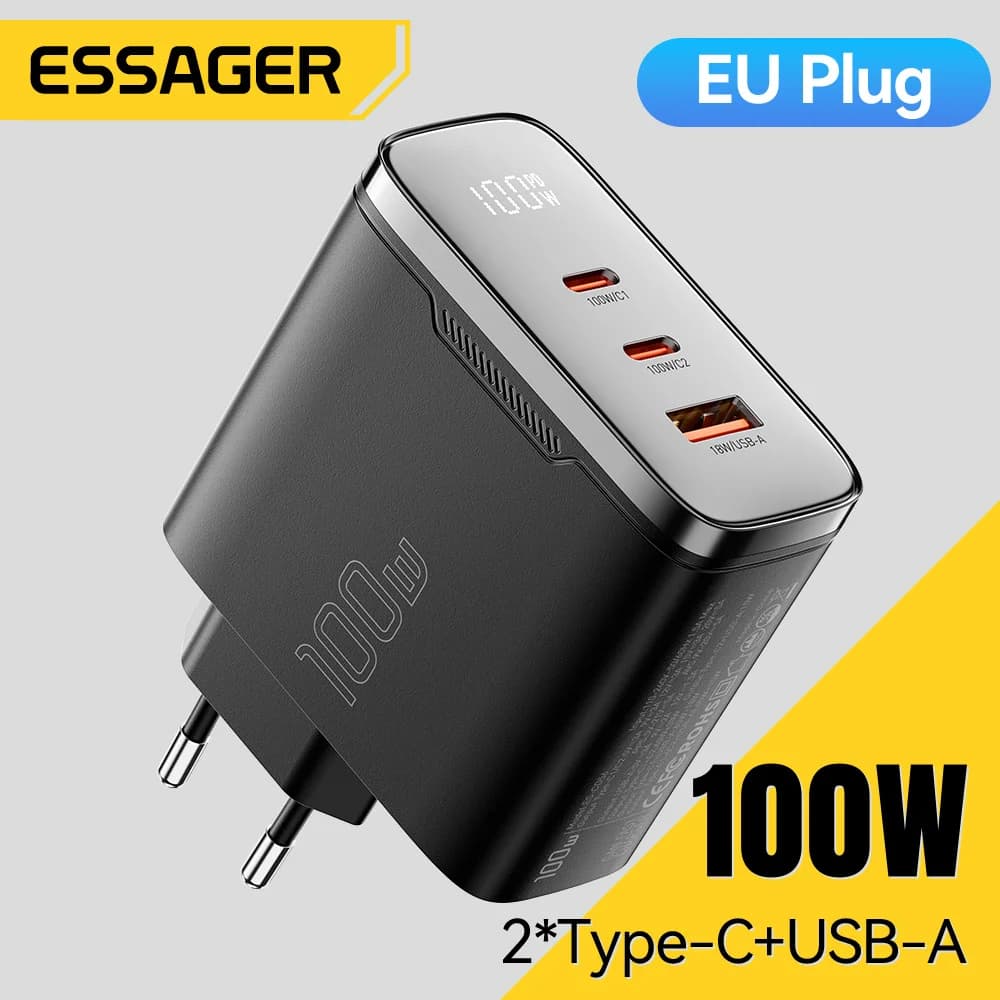 Зарядное устройство GaN USB-C 100 Вт с цифровым дисплеем