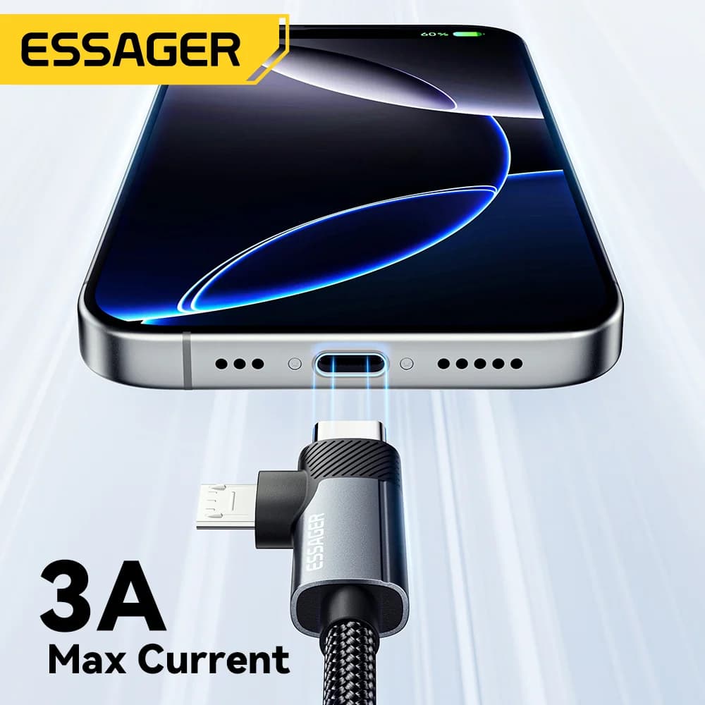 Кабель быстрой зарядки 2-в-1 65W PD Type-C/USB-A на Micro