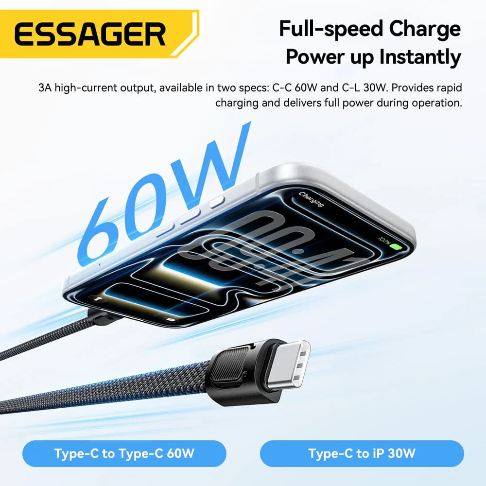 Кабель-шнурок USB-C to Lightning с быстрой зарядкой 60W