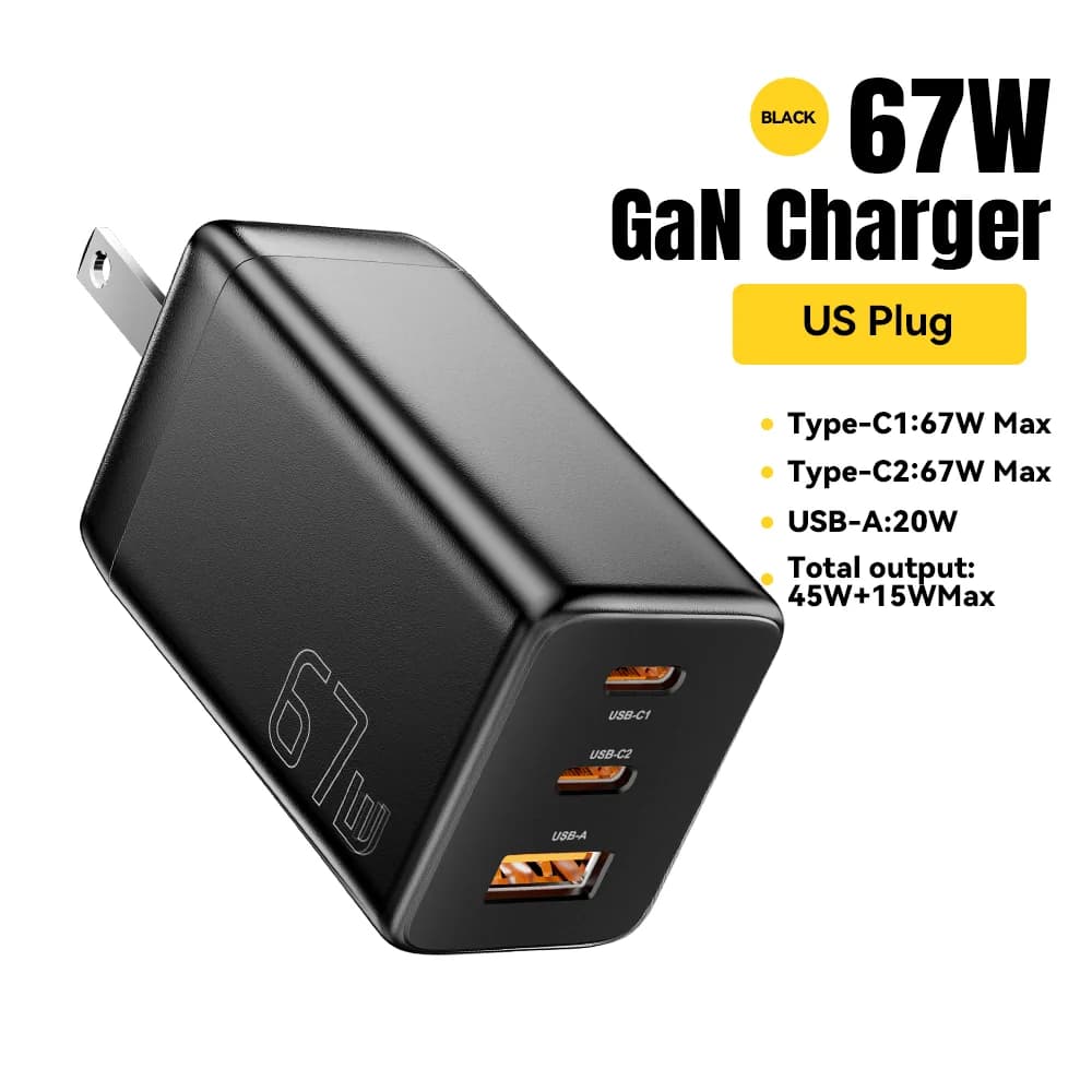 Быстрое сетевое зарядное устройство GaN 67W USB Type-C с поддержкой PPS