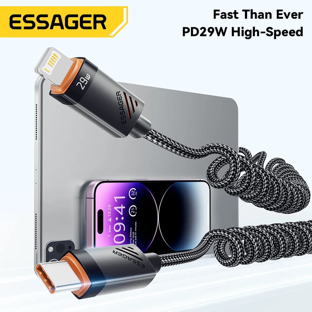Пружинный кабель USB-C на Lightning для быстрой зарядки