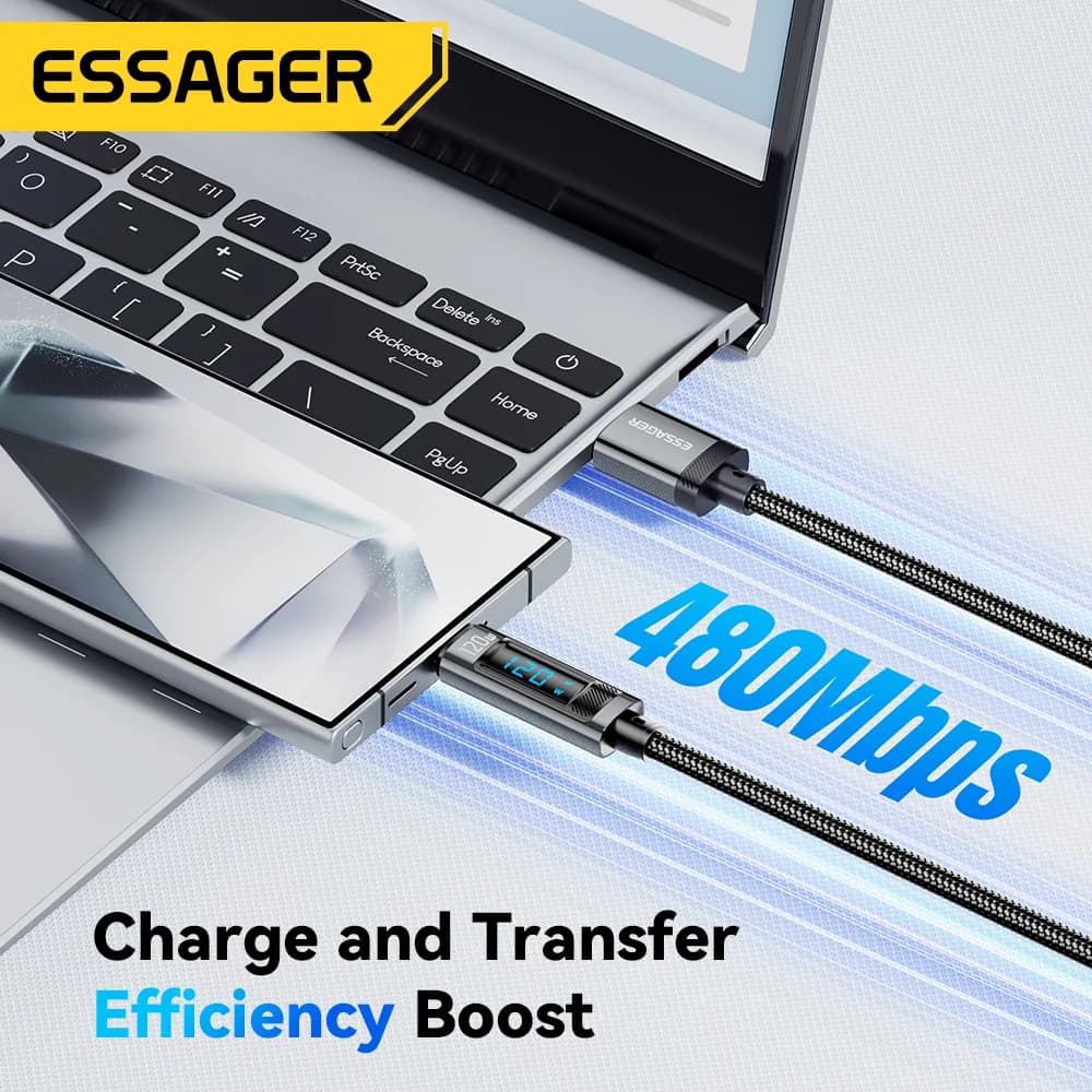 Кабель USB-C для быстрой зарядки 120 Вт с LED-дисплеем