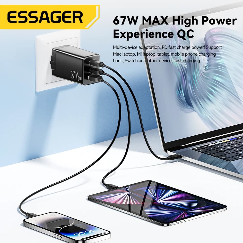 Зарядное устройство GaN USB Type-C с вилками EU/KR
