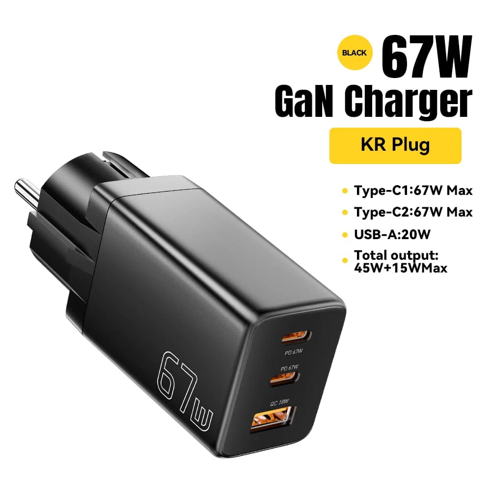 Быстрое сетевое зарядное устройство GaN 67W USB Type-C с поддержкой PPS